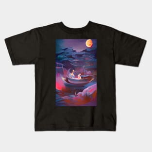 Night Fishing Watercolor Art Kids T-Shirt